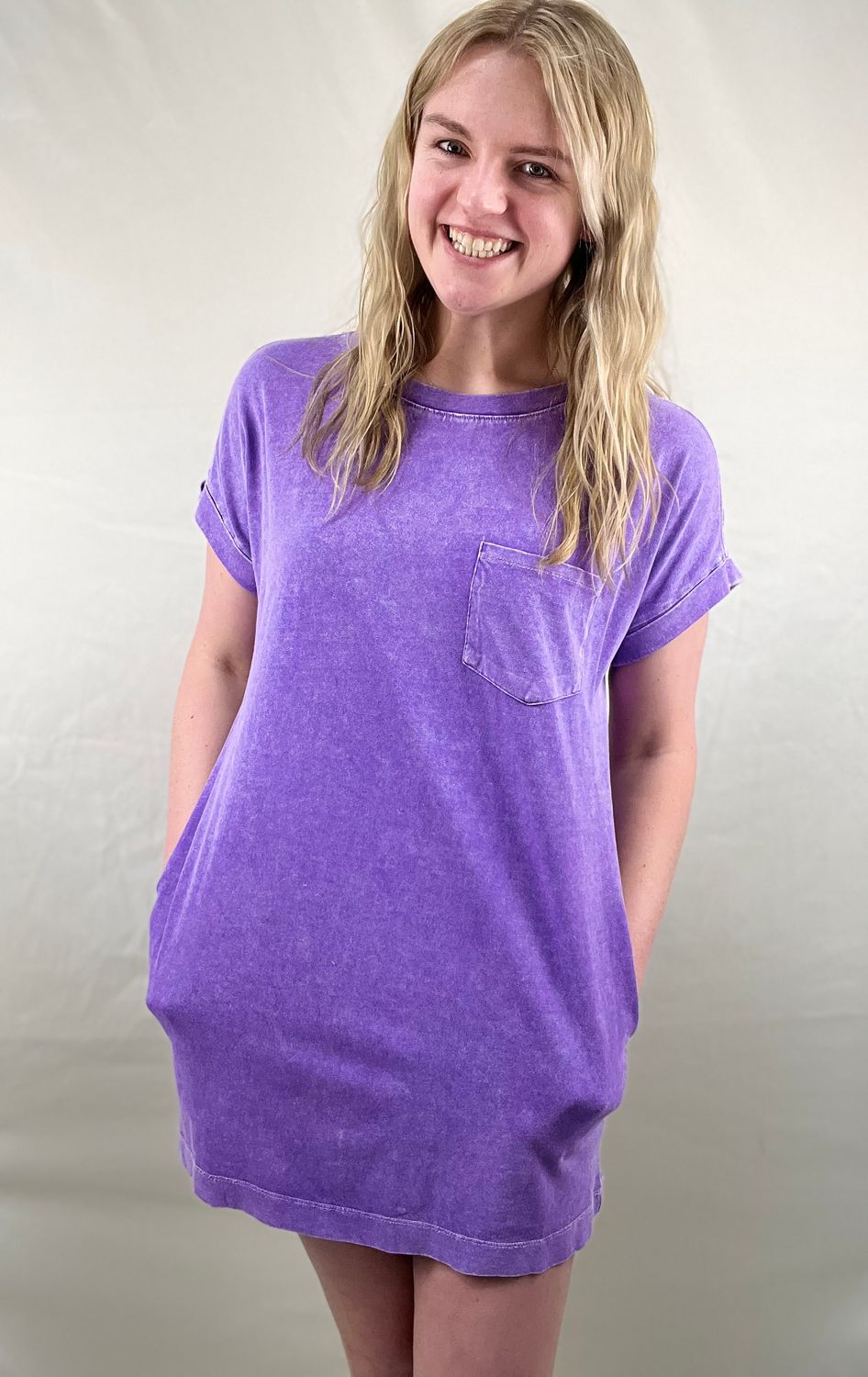 Violet Mineral Washed T-Shirt Dress