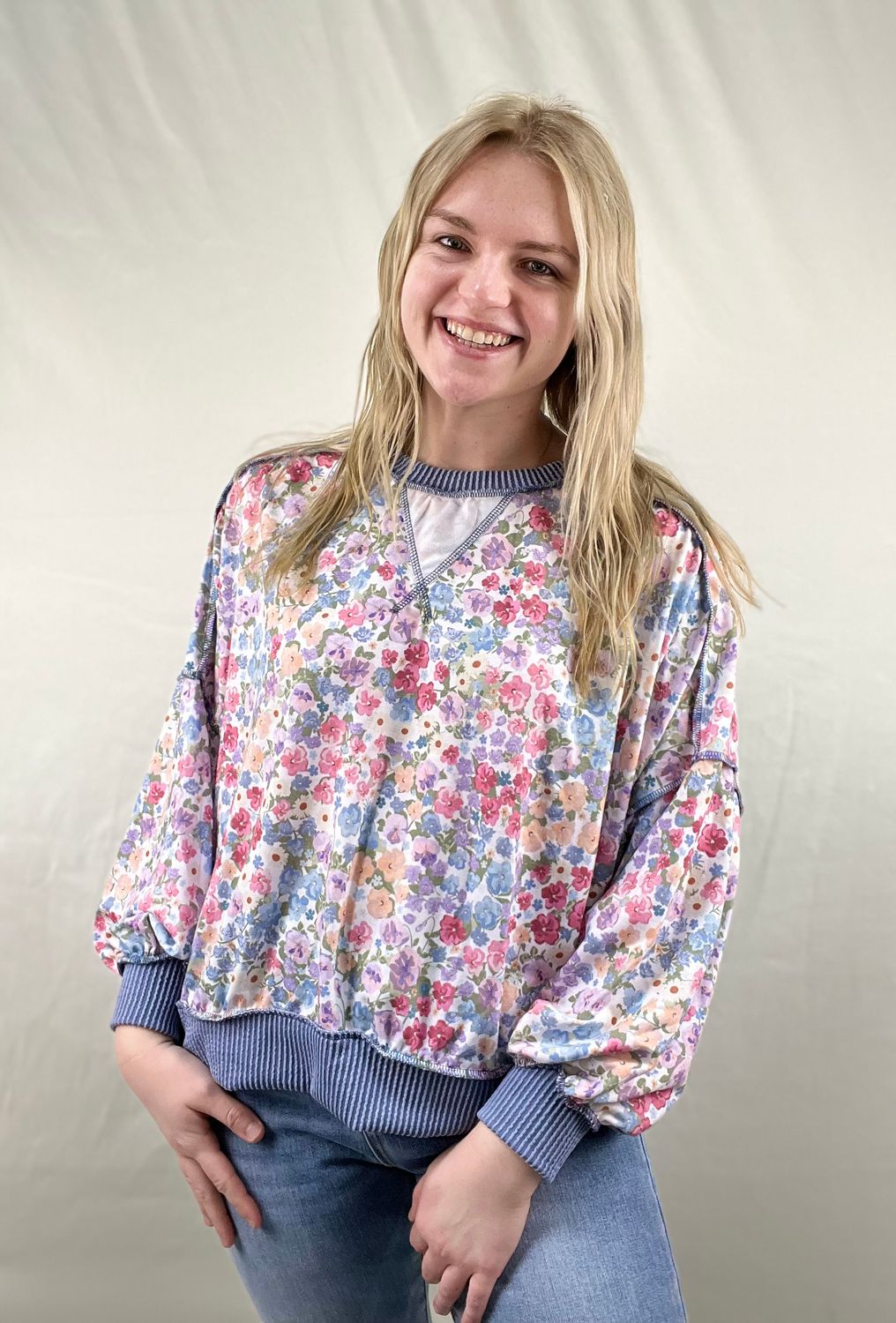 Spring Floral Oversized Top