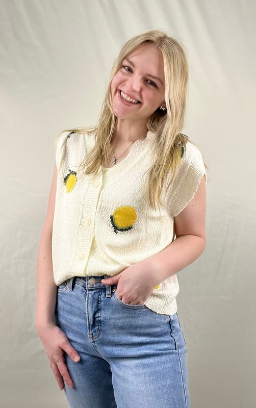 Lemon Button Sweater Vest