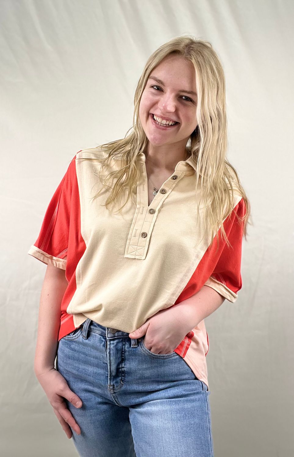 Oversized Color Block Top