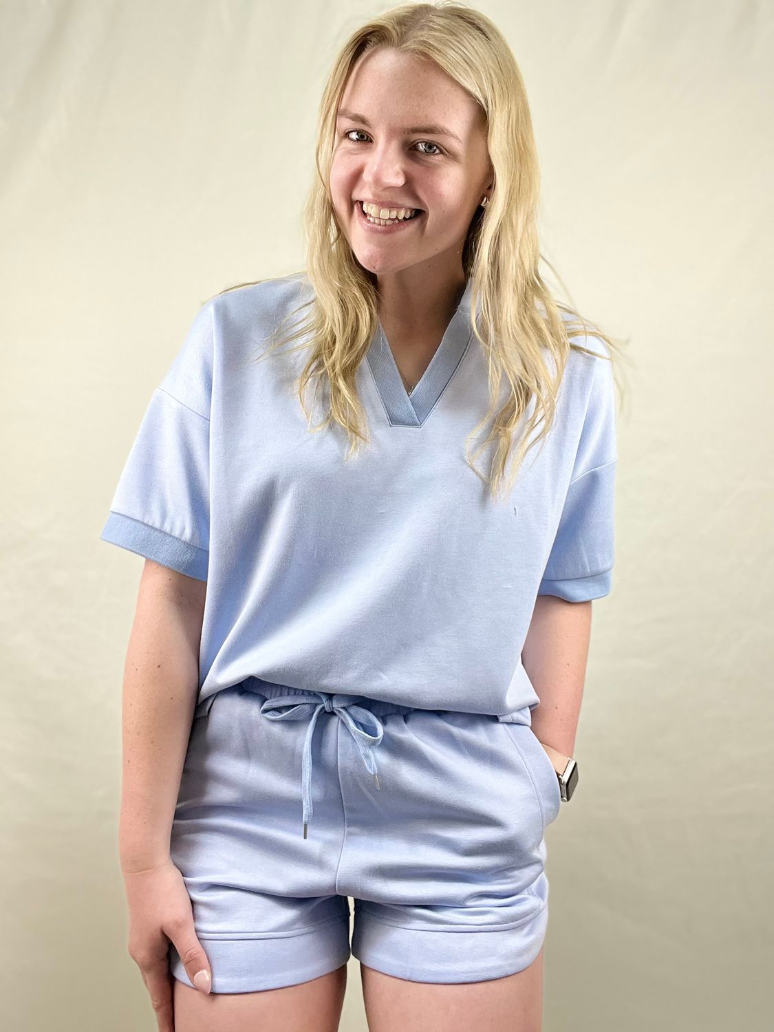 Blue Butter Soft V-Neck Top