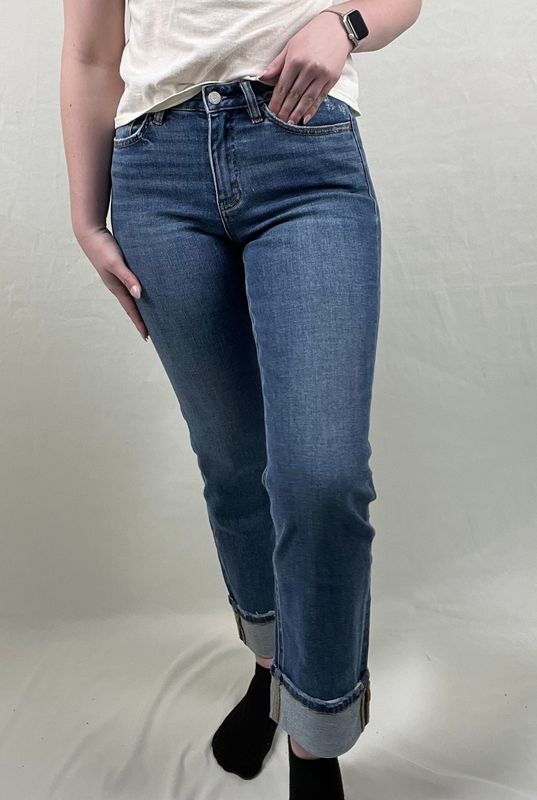 The Nico High Rise Cuffed Straight Jeans