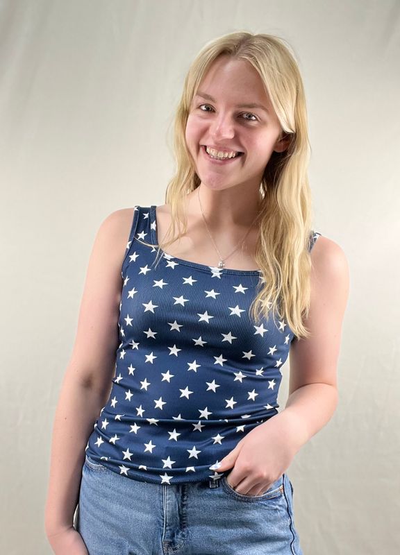 Star Ribbed Square Neck Tank