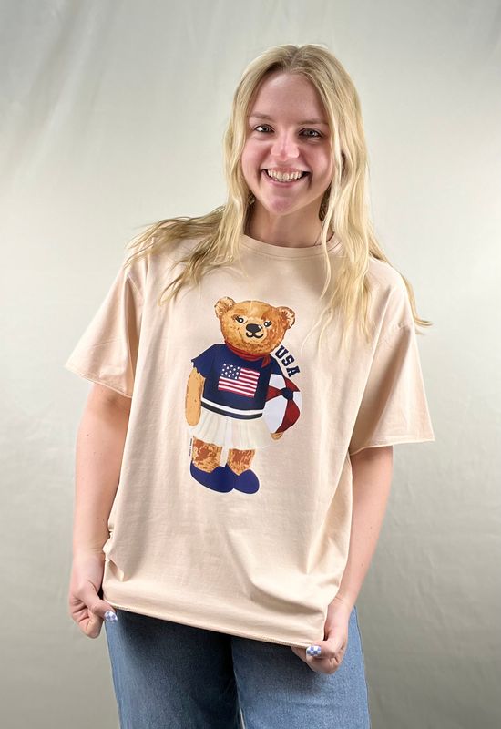 Vintage Inspired USA Teddy Bear Boxy Tee