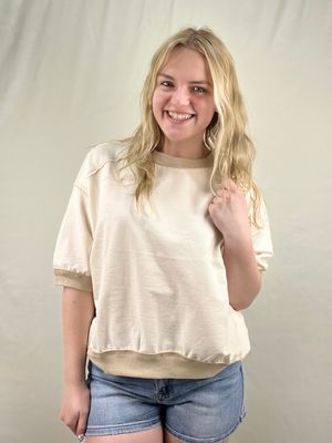 Cream Contrast Raglan Top