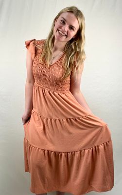 Peach Smocked Maxi Dress