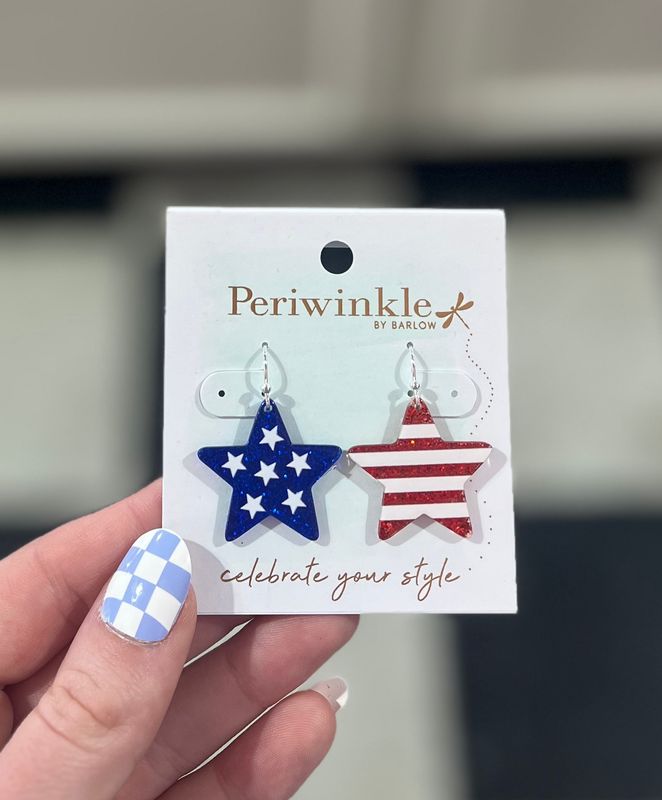 Patriotic Glitter Star Earrings