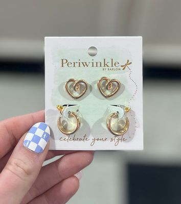 Gold Hoop/Heart Earring Duo Set