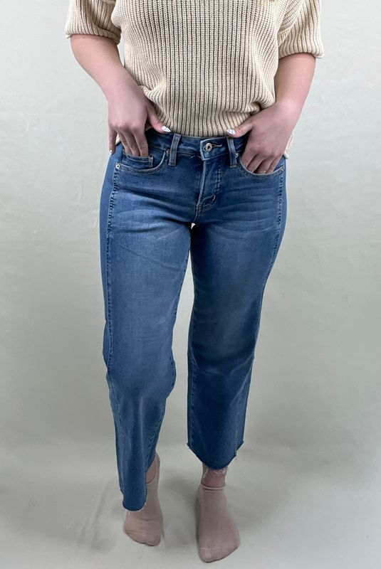 The Blue Chill Mid Rise Loose Crop Jean