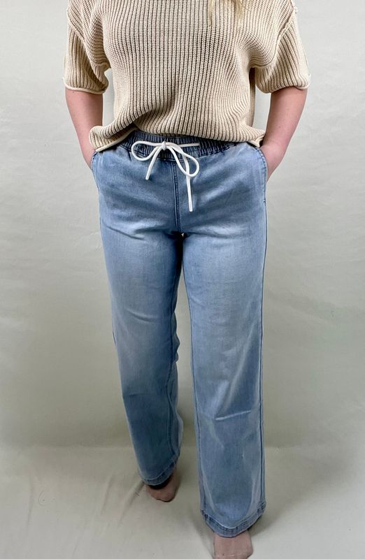 High Rise Wide Leg Jogger Jeans