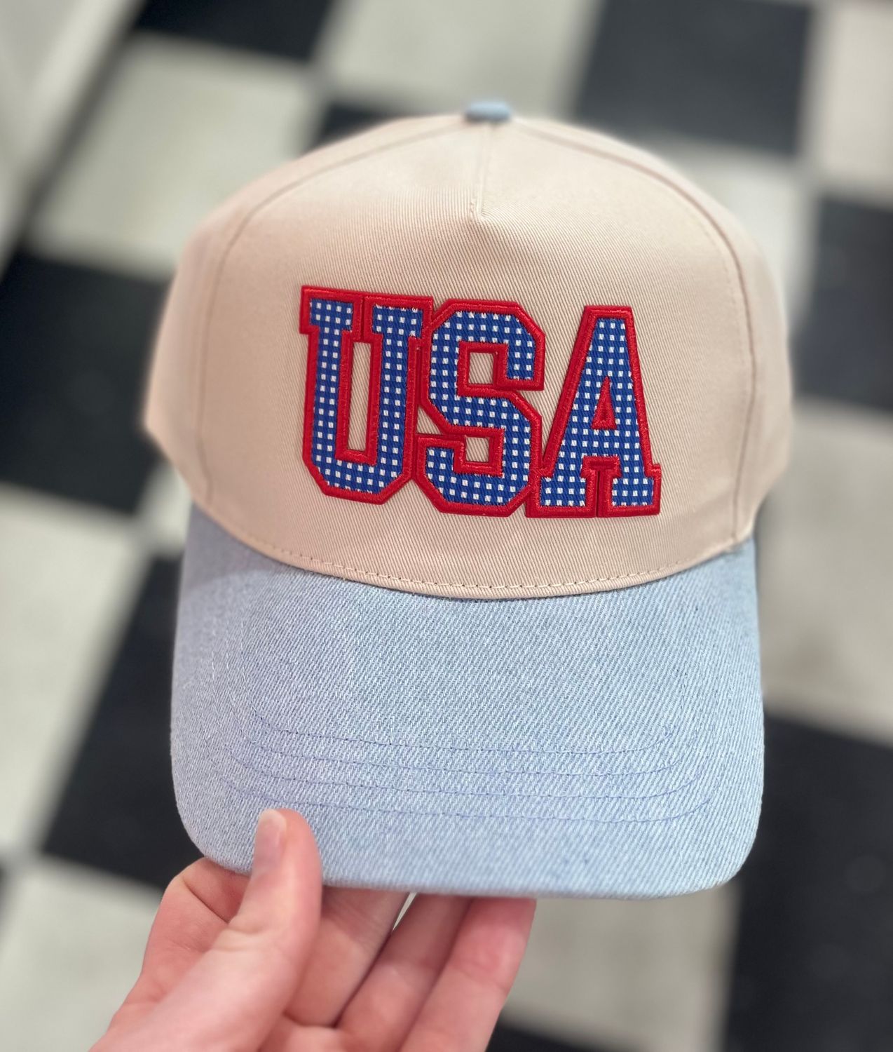 Plaid USA Patch Hat