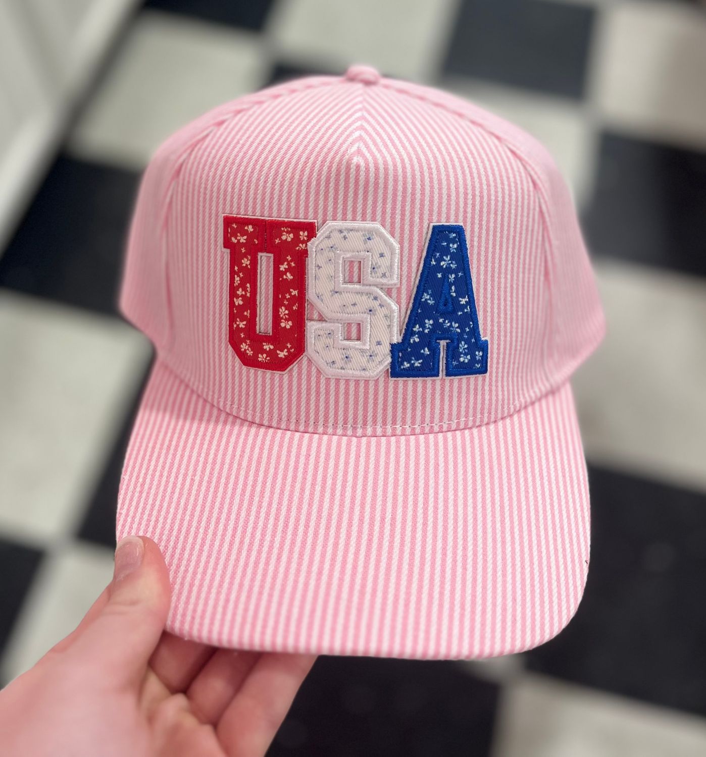 Floral USA Patch Pinstripe Hat