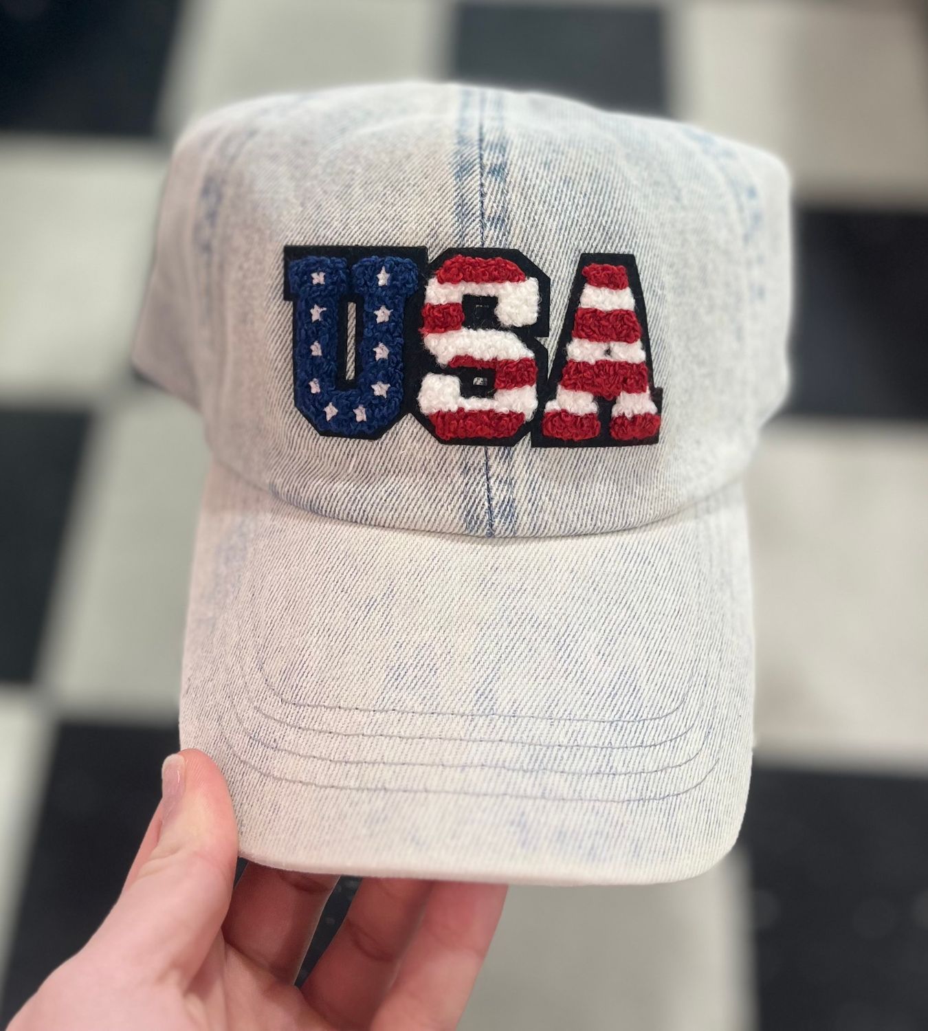 USA Chenille Patch Denim Hat
