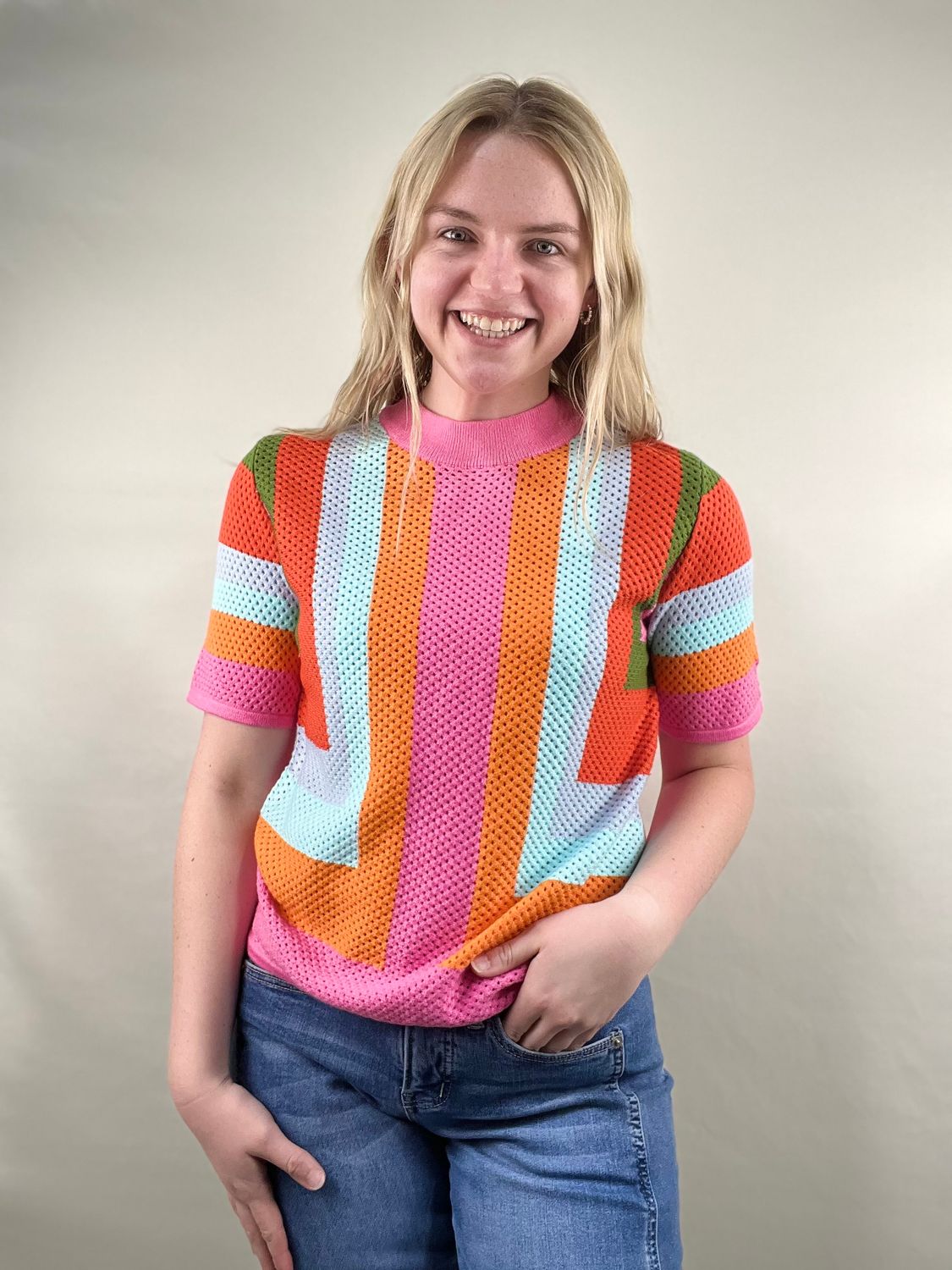 Screaming Summer Eyelet Sweater Top