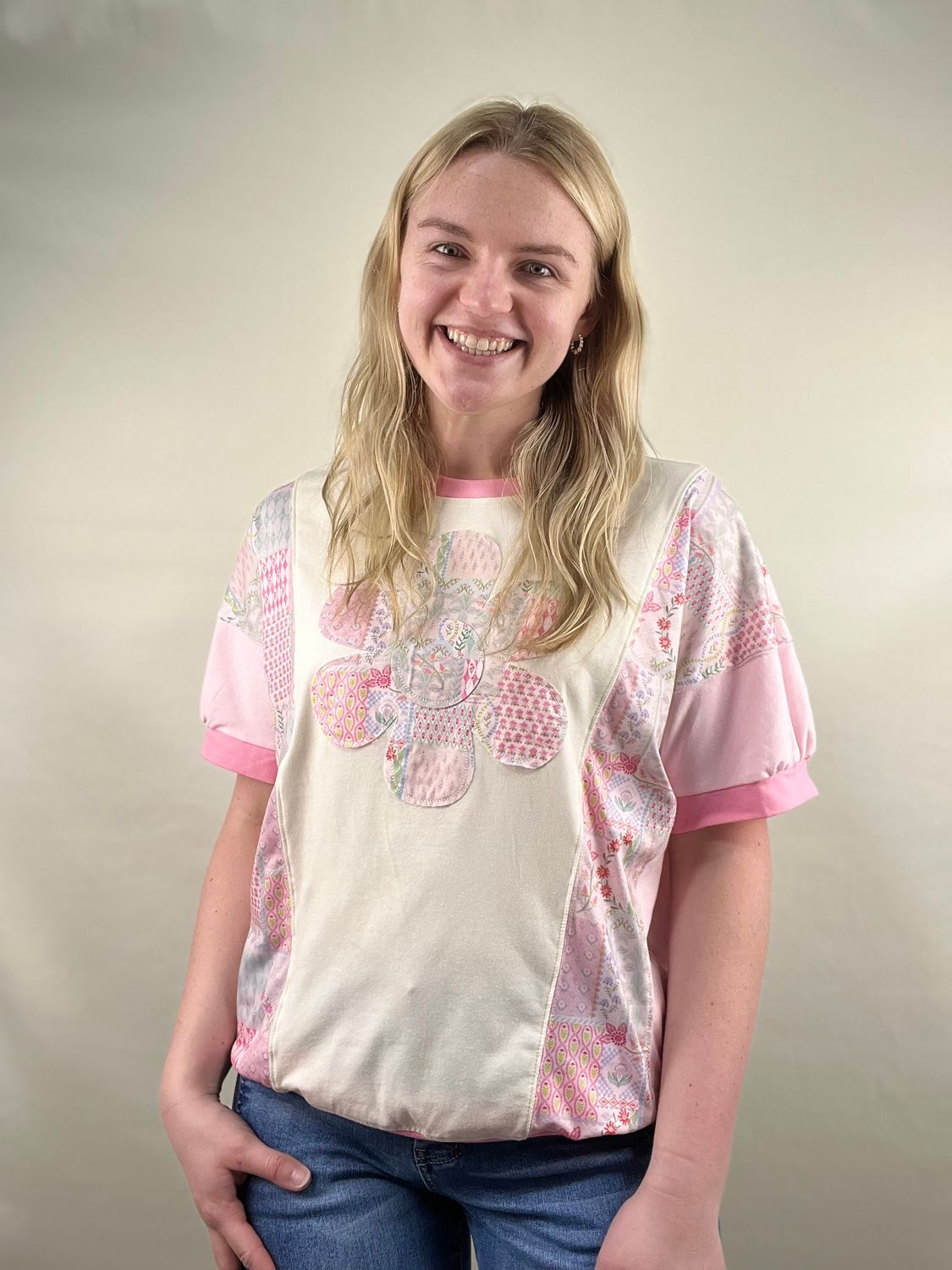 Flower Patchwork Raglan Top