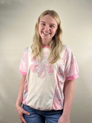 Flower Patchwork Raglan Top