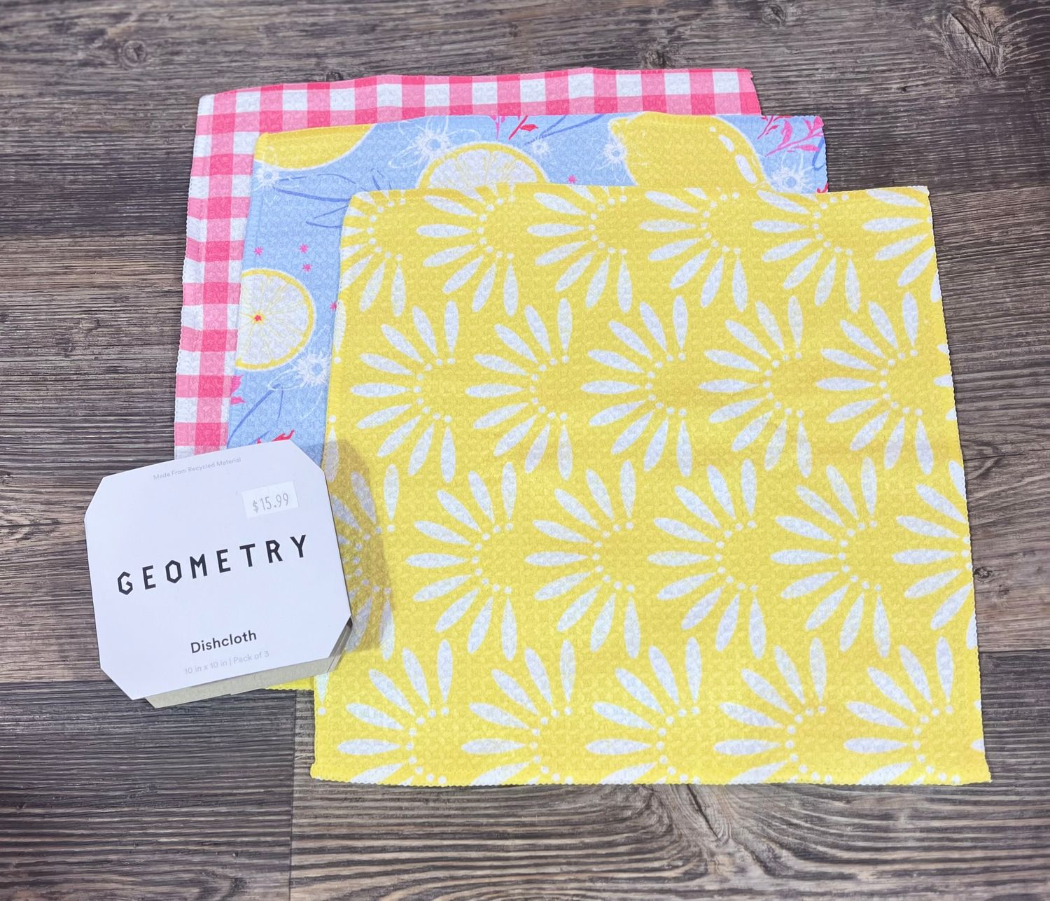 Lemon Poppy 3 Pack Dishcloth Set