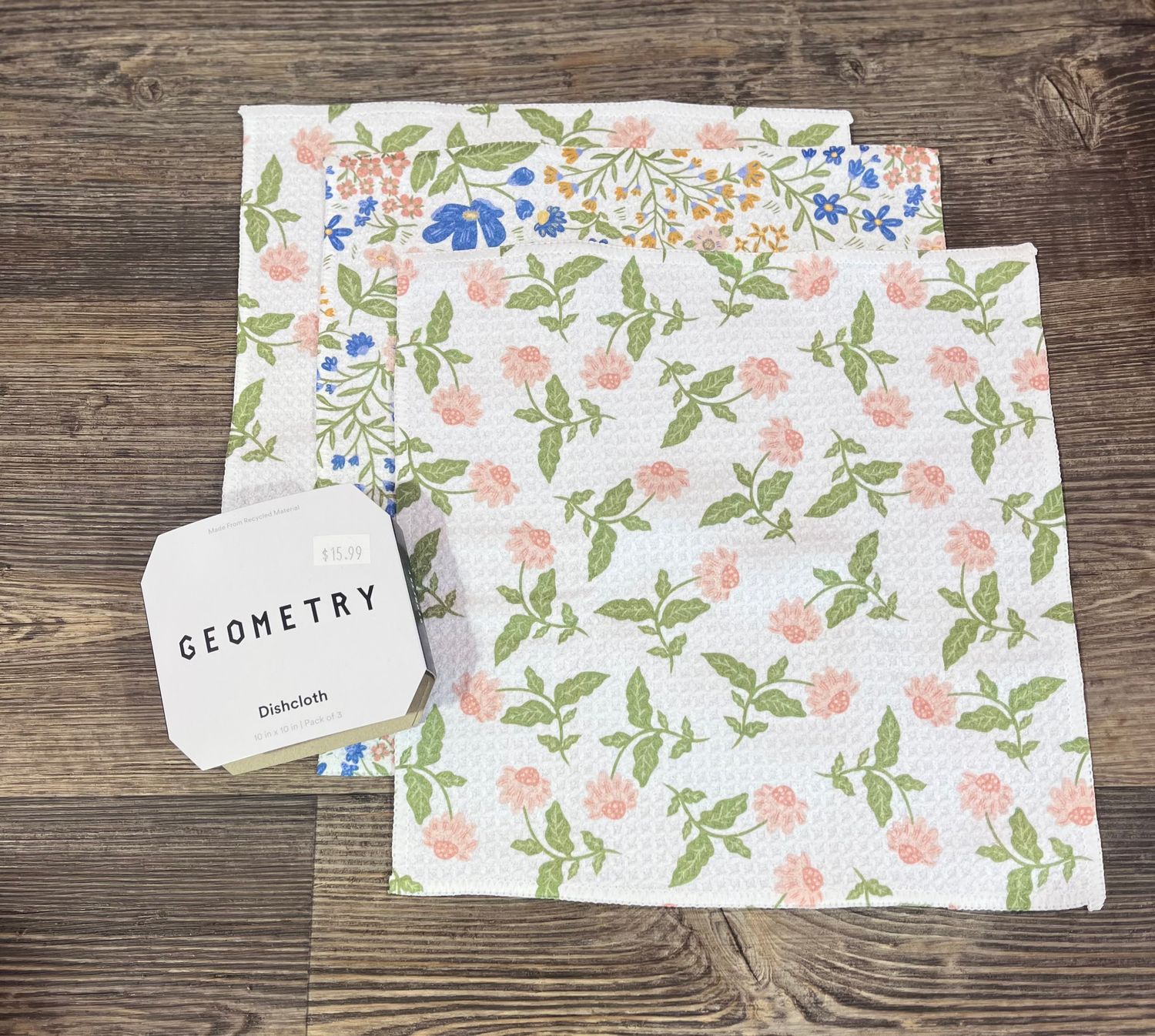 Wildflower Vine 3 Pack Dishcloth Set