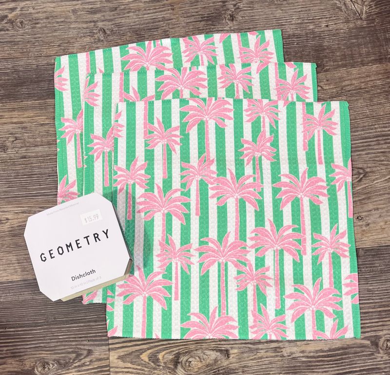 Palm Tree Stripe 3 Pack Dishcloth Set