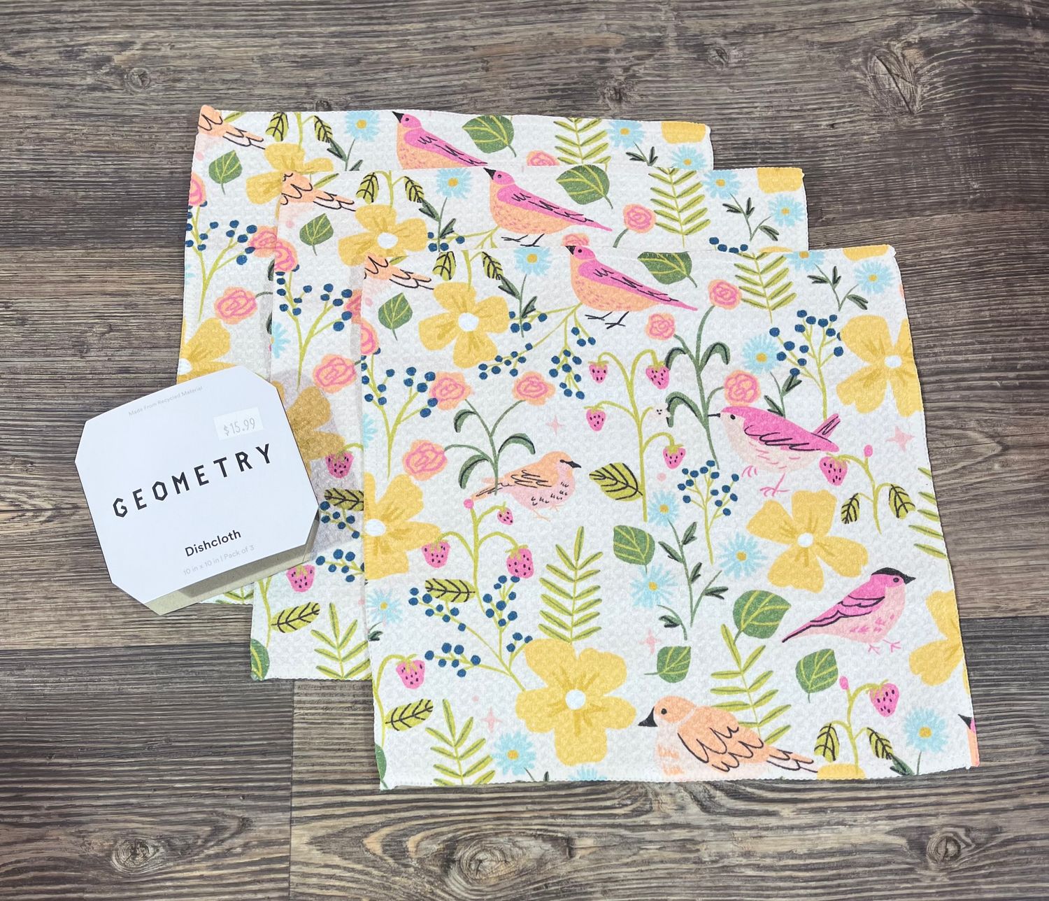 Summer Songbirds 3 Pack Dishcloth Set