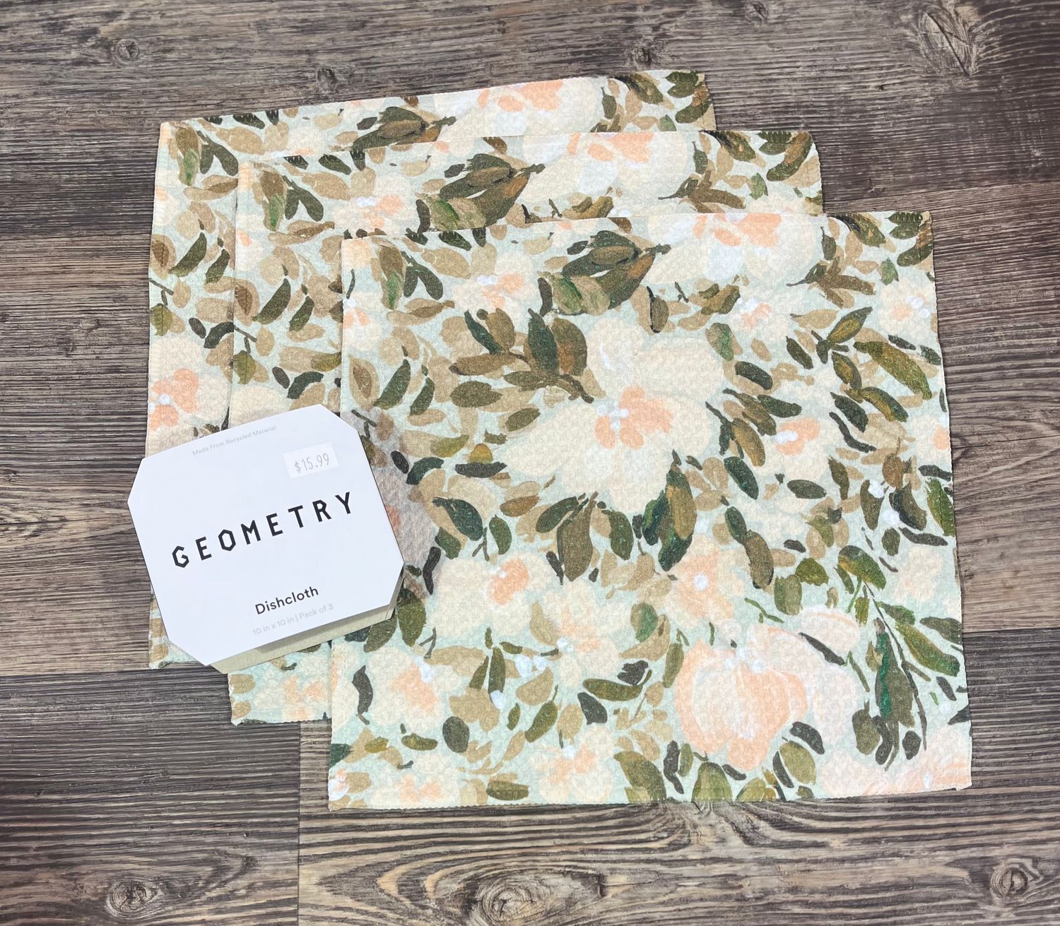 Painted Blossoms 3 Pack Dishcloth Set