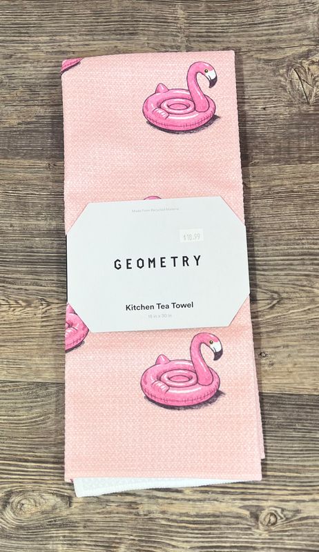 Flamingo Floatie Tea Towel