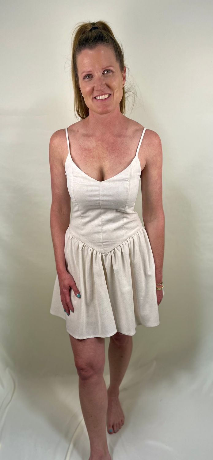Basque Waist Dress in Natural