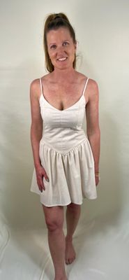 Basque Waist Dress in Natural