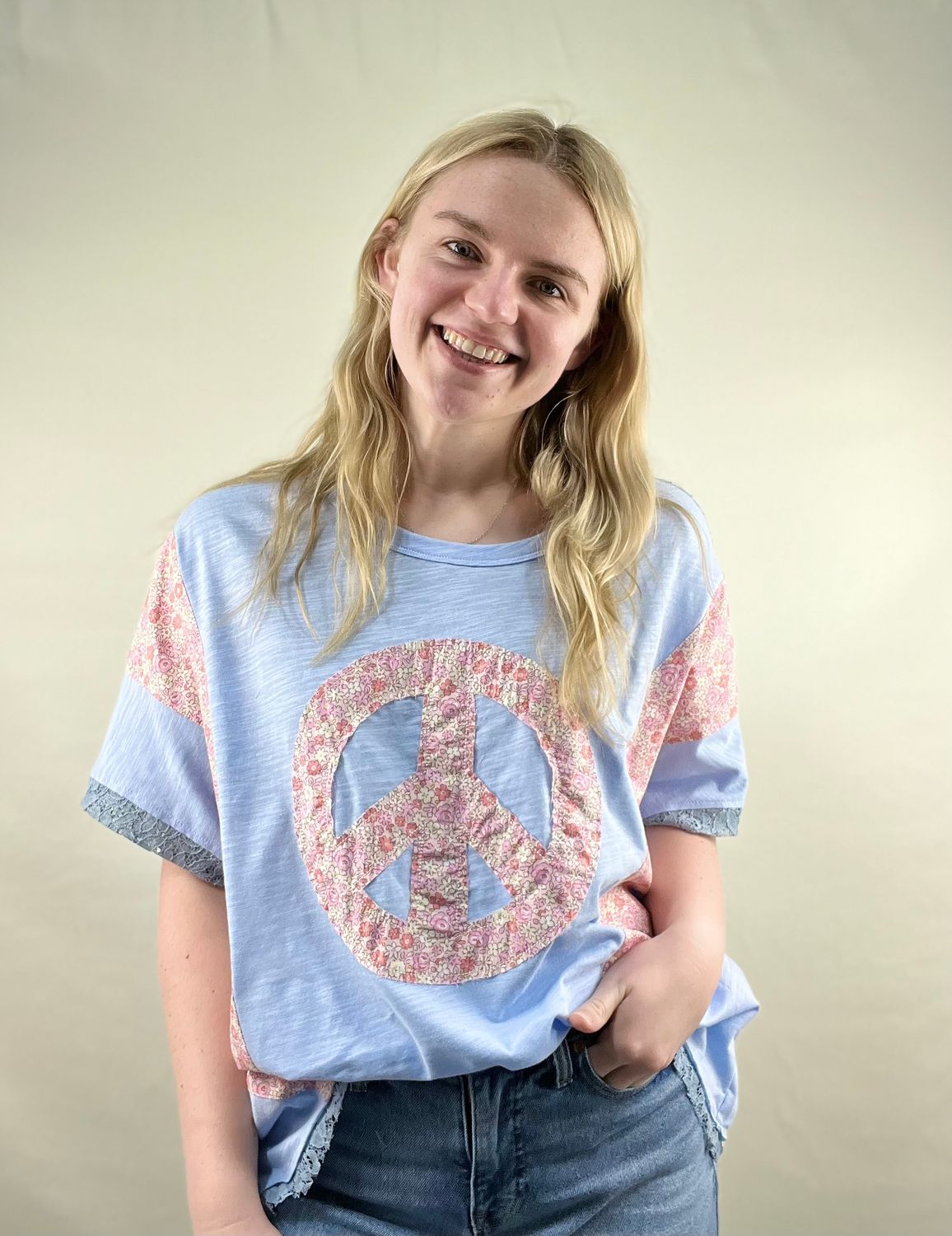 Peace Floral Patch Top
