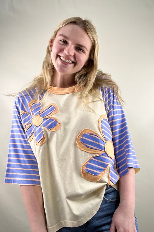 Patchwork Mixed Print Flower Top