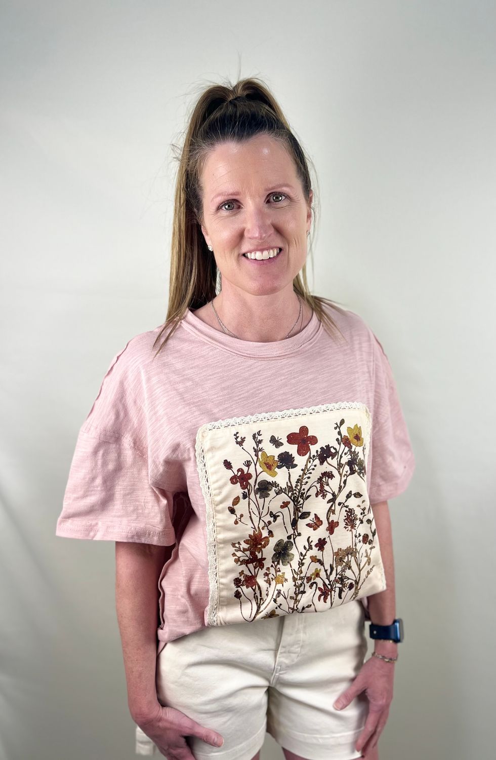 Vintage Inspired Floral Patch Top