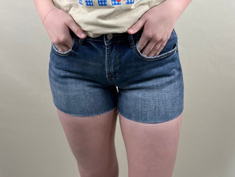 The Misty Mid-Rise Frayed Shorts