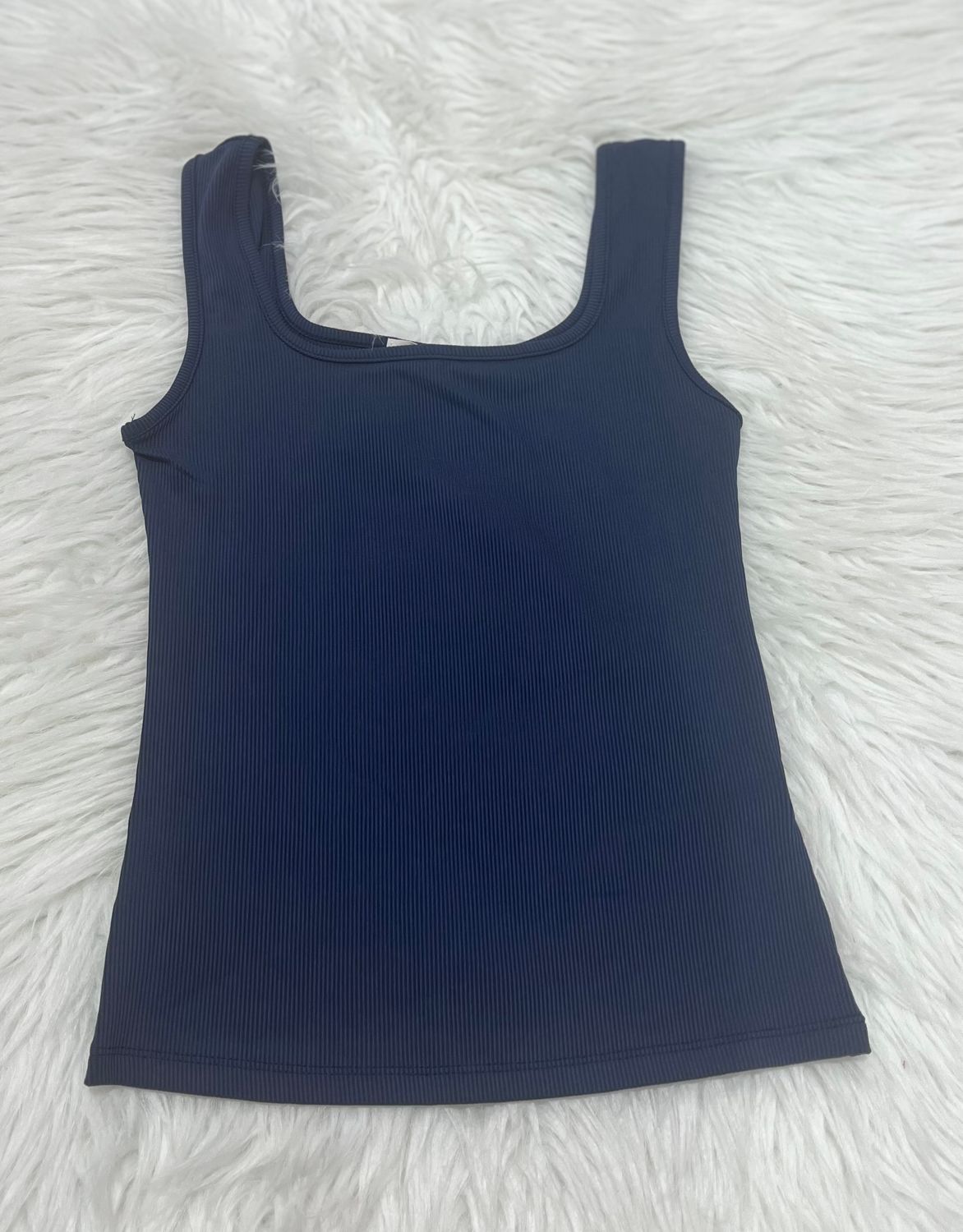Navy Ribbed Square Neck Tank