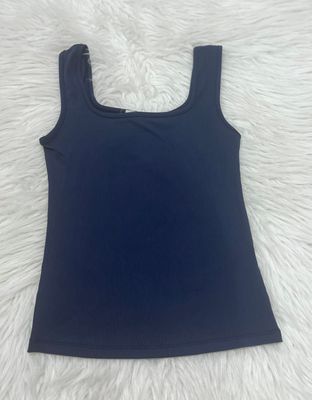Navy Ribbed Square Neck Tank