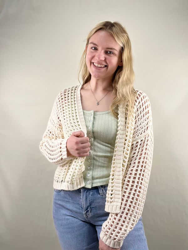 Ivory Cropped Crochet Cardigan