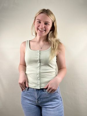 Sage Button Front Tank