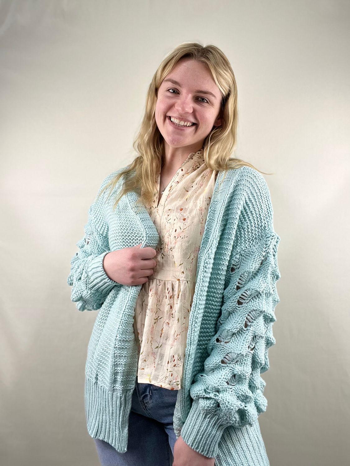 Pastel Teal Bubble Cardigan