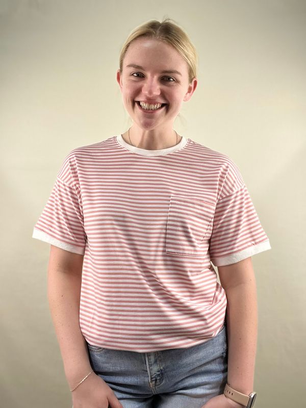 Pink Striped Pocket Tee