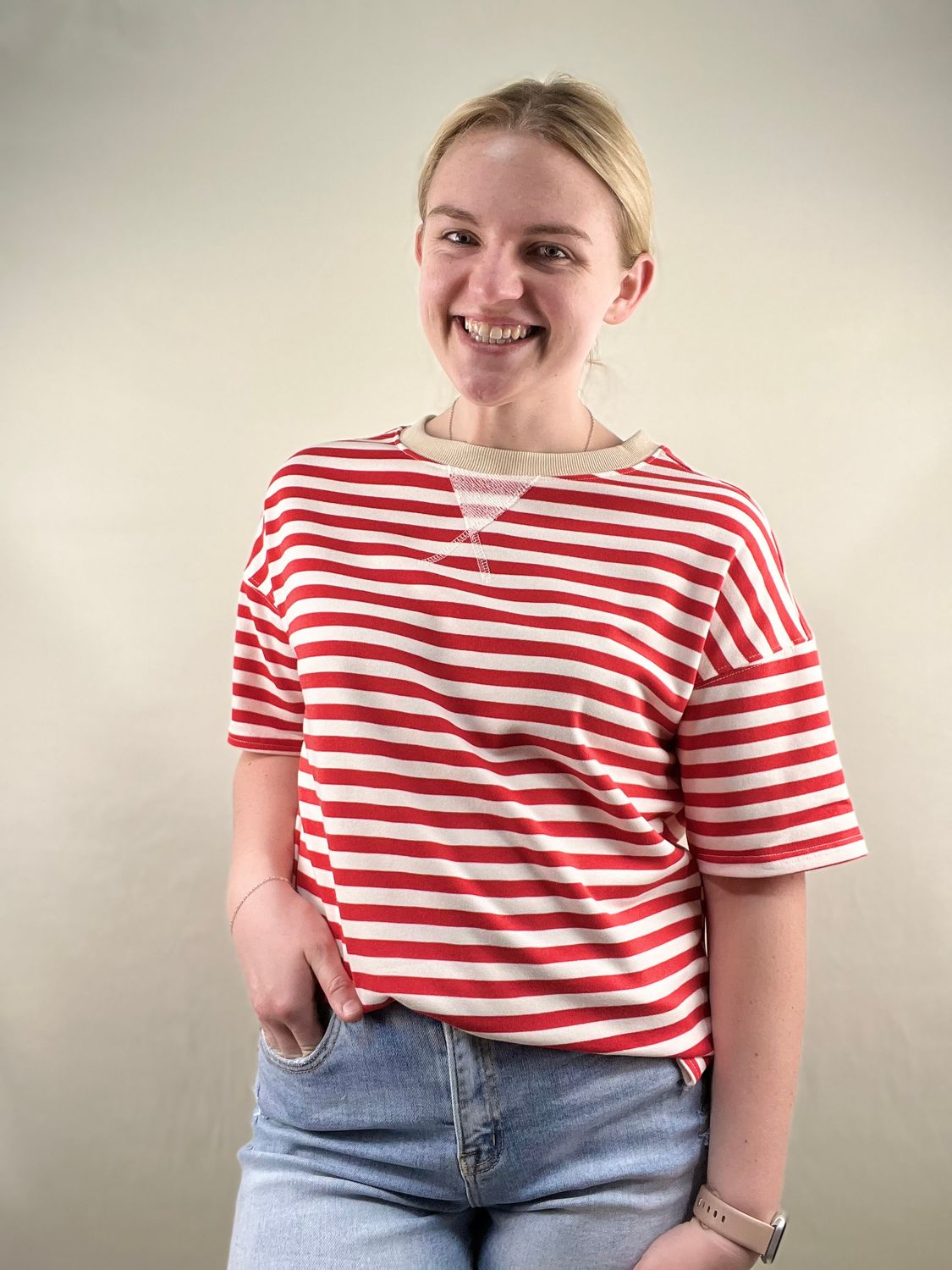 Red Striped Boxy Tee