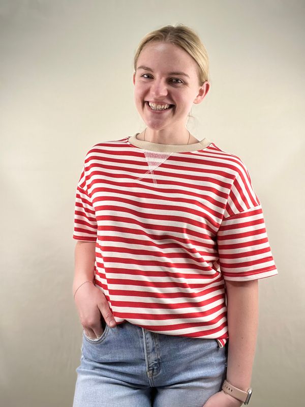Red Striped Boxy Tee