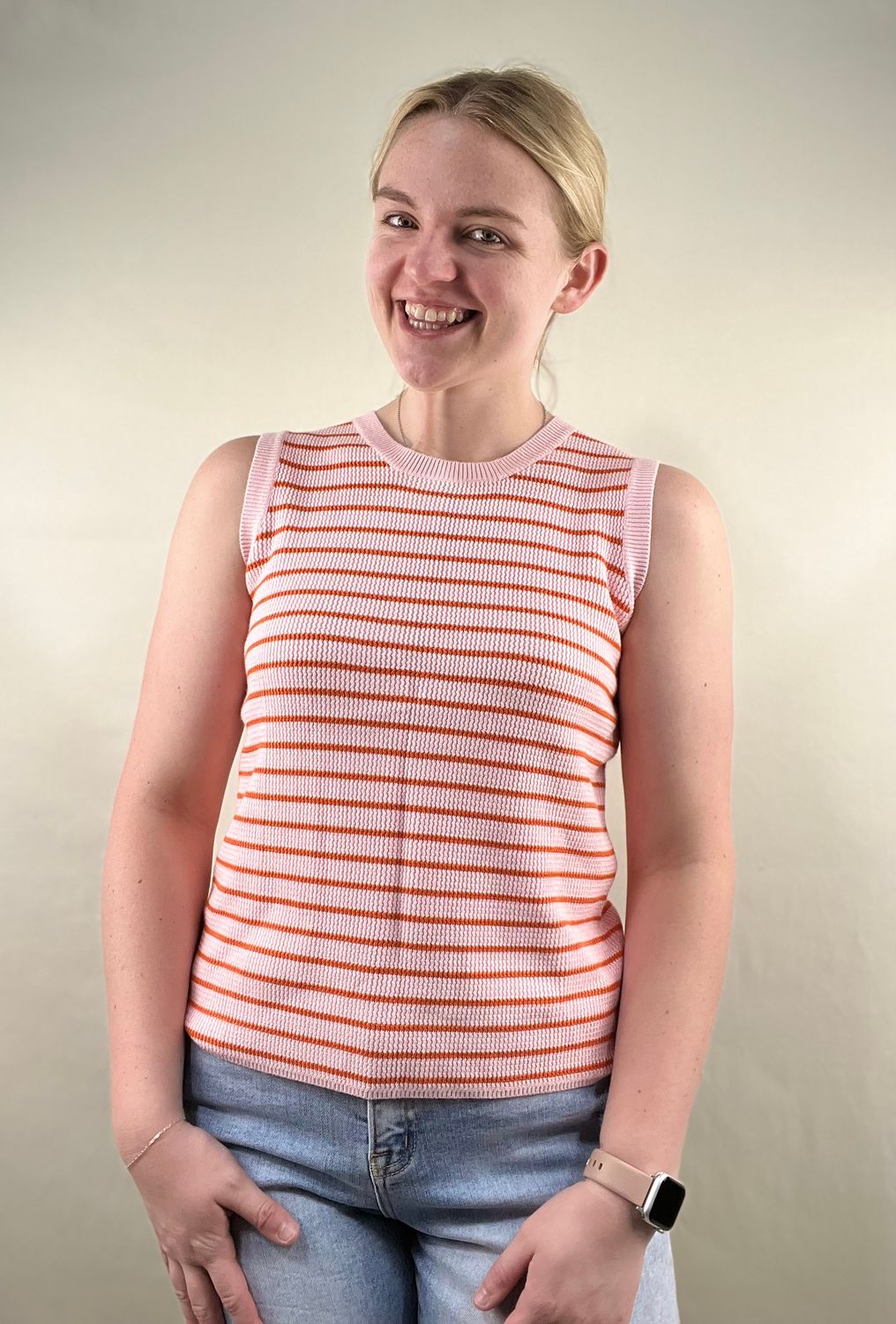 Pink Striped Sweater Tank
