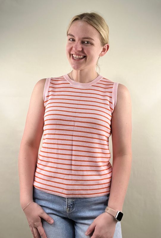 Pink Striped Sweater Tank