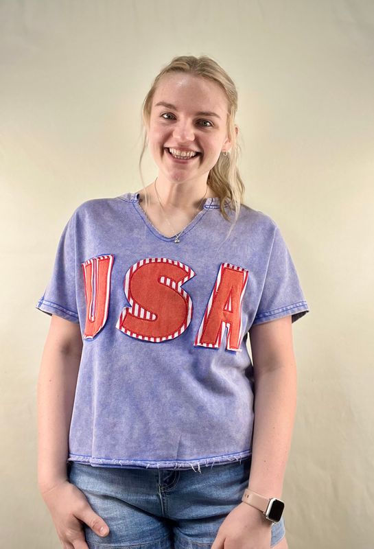 Mineral Wash USA Patch Top