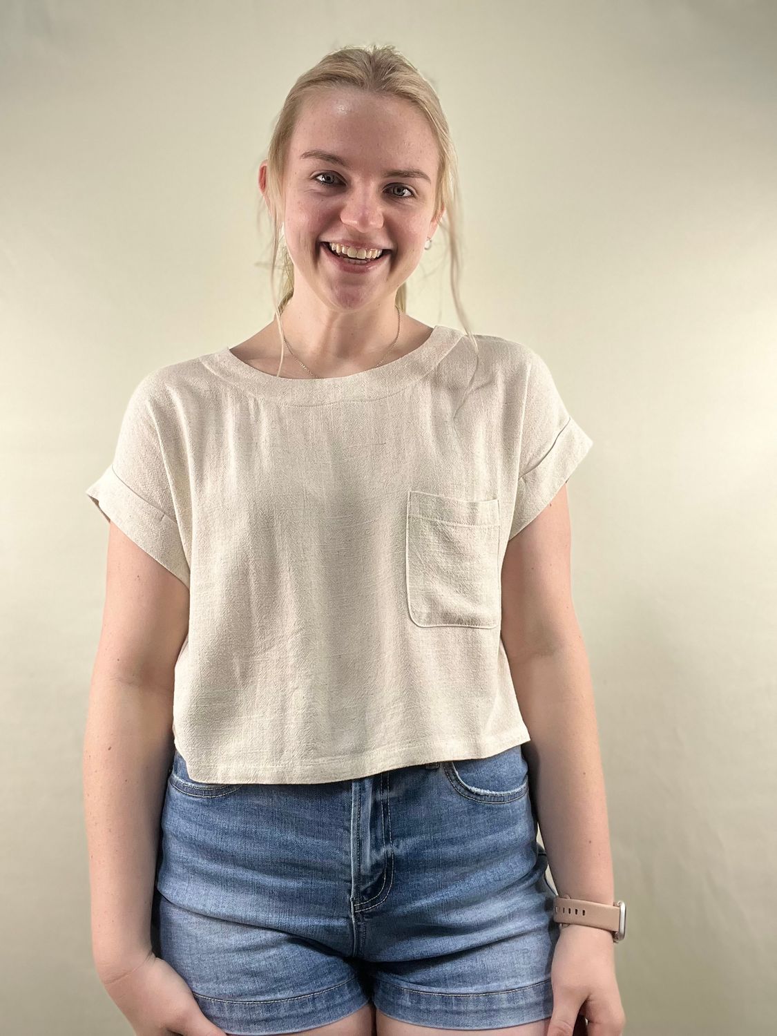 Oatmeal Linen Boxy Top