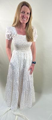 Shirred Bodice Floral Maxi Dress