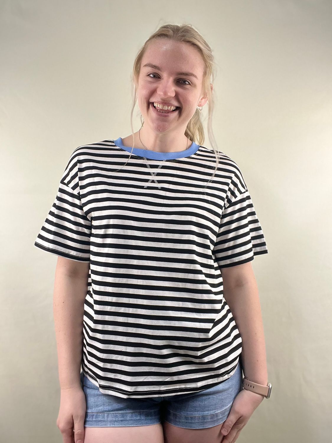 Black Striped Boxy Tee