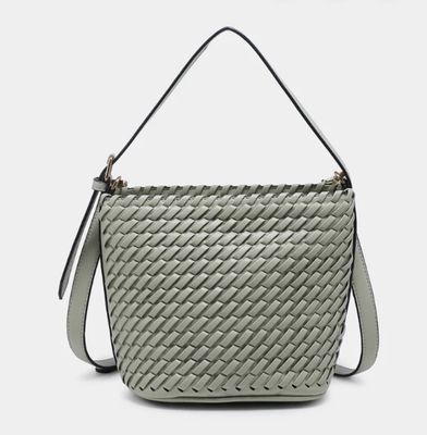 Emerson Woven Bucket Bag in Light Sage