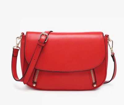 The Lindsay Dual Zip Crossbody in Cherry Red