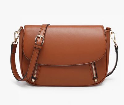 Lindsay Dual Zipper Crossbody in Brown