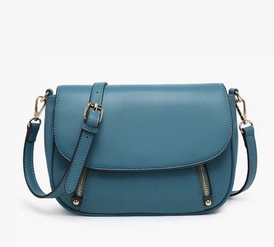 Lindsay Dual Zipper Crossbody in Ocean Blue